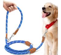 PETCOOZ Correa para Perros Doble Enganche, Correa Perro 3 m Ajustable de Adiestramiento, Correa Larga para Perros Pequeños a Grandes para Caminar, Correr, Entrenar, Azul Oscuro