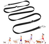 PETCOOZ Correa para Perros Doble Enganche, Correa Perro 3 m Ajustable de Adiestramiento, Cuerda Perro Versátil Manos Libres de Nailon, para Perros Pequeños y Medianos, Negro