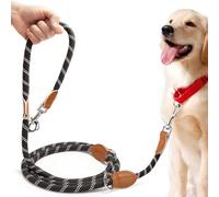 PETCOOZ Correa para Perros Doble Enganche, Correa Perro 3 m con Rayas Reflectantes, Cuerda Perro Ajustable Versátil Manos Libres, para Perros Pequeños Medianos, Negro y Blanco