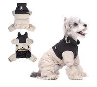 PETCUTE Abrigo Impermeable para Perro con Patas,Chaquetas de Invierno para Perros,Ropa Cálida para Mascotas,Chaleco para Cachorros con Anilla en D para Perros Pequeños y Medianos,Beige,XL