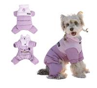 PETCUTE Abrigo Impermeable para Perro con Patas,Chaquetas de Invierno para Perros,Ropa Cálida para Mascotas,Chaleco para Cachorros con Anilla en D para Perros Pequeños y Medianos,Morado,L