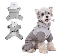 PETCUTE Abrigo Impermeable para Perro con Patas,Chaquetas de Invierno para Perros,Ropa Cálida para Mascotas,Chaleco para Cachorros con Anilla en D para Perros Pequeños y Medianos,Gris,2XL