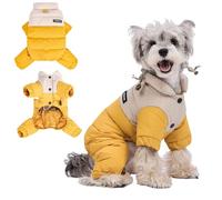 PETCUTE Abrigo Impermeable para Perro con Patas,Chaquetas de Invierno para Perros,Ropa Cálida para Mascotas,Chaleco para Cachorros con Anilla en D para Perros Pequeños y Medianos,Amarillo,XL