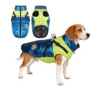 PETCUTE Abrigo Impermeable para Perros con Arnés, Chaqueta Cálida para Invierno,Ropa para Mascotas Resistente al Viento, Chaquetas Reflectantes para Perros Pequeños, Medianos y Grandes,L