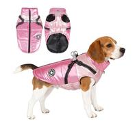 PETCUTE Abrigo Impermeable para Perros con Arnés, Chaqueta Cálida para Invierno,Ropa para Mascotas Resistente al Viento, Chaquetas Reflectantes para Perros Pequeños, Medianos y Grandes,M