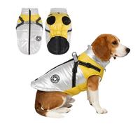 PETCUTE Abrigo Impermeable para Perros con Arnés, Chaqueta Cálida para Invierno,Ropa para Mascotas Resistente al Viento, Chaquetas Reflectantes para Perros Pequeños, Medianos y Grandes,M