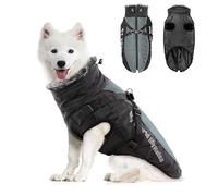 PETCUTE Abrigo Invierno Perro, Abrigo Impermeable para Perros Resistente al Viento, Chaqueta para Mascotas con Tiras Reflectantes & Arnés Ajustable,para Perros Pequeñas, Medianas y Grandes,4XL