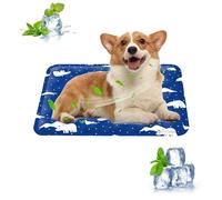 PETCUTE Alfombra Refrescante para Perros Gatos,Impermeable,no tóxico,Cama Refrescante Perro,Almohadilla Autorrefrescante Plegable para Perros Gatos Pequeños Medianos,Azul Real,L