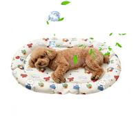 PETCUTE Alfombra Refrigerante para Perros con Estampado Floral,Cojín Refrigerante de Gel para Perros y Gatos, Cama de Verano No Tóxica para Mascotas,Impermeable y Fácil de Limpiar,Ovalada,L