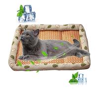 PETCUTE Alfombrilla Refrescante para Perros Gatos,Ratán Natural Cama Refrescante para Mascotas, Manta Refrigerante Perro Pequeña/Mediano,Antideslizante,Esterilla de Refrigeración para Perros