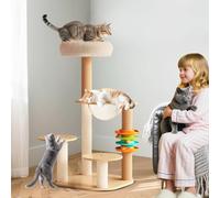 PETCUTE Árbol de Madera para Gatos Grandes,Torre de Gato con Poste Rascador,Condominios y Nido de Cápsulas,Pelota de Juguete,Estilo Moderno para Gatos de Interior