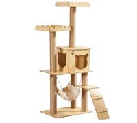 PETCUTE Árbol para Gatos,Moderno Árbol Rascador para Gatos de 130cm,Torre de Gato Estable y Multinivel con una Cueva, una Hamaca y 2 Plataforma,Fácil de Instalar,para Gatitos y Gatos Adultos