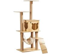 PETCUTE Árbol para Gatos,Moderno Árbol Rascador para Gatos de 130cm,Torre de Gato Estable y Multinivel con una Cueva, una Hamaca y 2 Plataforma,Fácil de Instalar,para Gatitos y Gatos Adultos