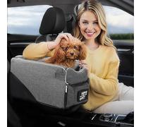 PETCUTE Asiento de Perro de Consola de Centro de Coche para Perros Pequeños Gatos,Lavable Asiento de Coche para Mascotas,Asiento de Refuerzo para Perros con Cinturón de Seguridad,para Viajar