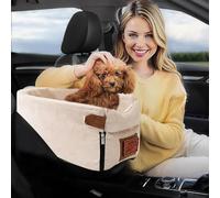 PETCUTE Asiento de Perro de Consola de Centro de Coche para Perros Pequeños Gatos,Lavable Asiento de Coche para Mascotas,Asiento de Refuerzo para Perros con Cinturón de Seguridad,para Viajar