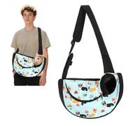 PETCUTE Bandolera para Perro,Manos Libres Transportín Bolsa de Viaje para Mascotas con Bolsillo Delantero,Bolso de Hombro para Perros Gatos con Correa de Hombro Ajustable,Máx 6kg