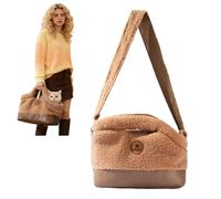 PETCUTE Bandolera para Perros, Bolso de Transporte para Mascotas con Alfombrilla Extraíble,Lavable,Bolso de Hombro Manos Libres para Perros Pequeños con Gancho de Seguridad,Marrón,L