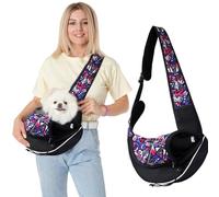 PETCUTE Bolsa de Hombro para Mascotas,Bandolera para Perro con Correa de Hombro Acolchada Ajustable,Reflectante,Bolsa de Viaje para Mascotas con Malla Transpirable,Bolsillos,para Viajes al Aire Libre
