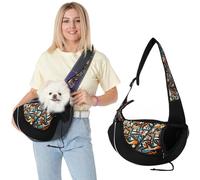 PETCUTE Bolsa de Hombro para Mascotas,Bandolera para Perro con Correa de Hombro Acolchada Ajustable,Reflectante,Bolsa de Viaje para Mascotas con Malla Transpirable,Bolsillos,para Viajes al Aire Libre