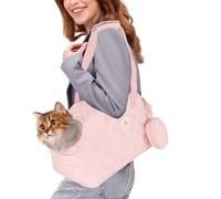 PETCUTE Bolsa de Transporte para Perros,Bandolera para Perro Transportín con Almohadilla Desmontable,Transporte para Gatos con Mango Cómodo,Bolso de Hombro de Mascotas,Tejido de Malla Transpirable