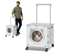 PETCUTE Bolsa de Viaje para Perros,Transportín para Gatos con Ruedas,Transportín Multiusos para Mascotas para Perros y Gatos Pequeños con Asa Telescópica,para Viajes, Senderismo,Paseos,Gris