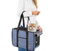 PETCUTE Bolsa Transporte Transpirable para Mascota con Persianas Enrollables Selladas,Plegable Bolsa Transportín Gato,Portátil Bolsa Perro Transporte con Correa de Hombro Largos