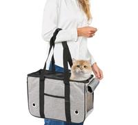 PETCUTE Bolsa Transporte Transpirable para Mascota con Persianas Enrollables Selladas,Plegable Bolsa Transportín Gato,Portátil Bolsa Perro Transporte con Correa de Hombro Largos