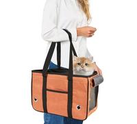 PETCUTE Bolsa Transporte Transpirable para Mascota con Persianas Enrollables Selladas,Plegable Bolsa Transportín Gato,Portátil Bolsa Perro Transporte con Correa de Hombro Largos