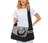 PETCUTE Bolso de Hombro para Mascotas,Bolsa de Transporte para Perros y Gatos con Correa de Seguridad Interior,Bolsa de Viaje para Mascotas con Correa de Hombro Ajustable,Bolsillos,Máx 5kg