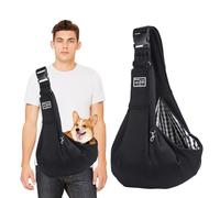 PETCUTE Bolso de Hombro para Mascotas de hasta 7.5 KG,Bolso de Viaje para Perros con Cinturón Seguridad y Bolsillo,Bolsa Transporte Ajustable para Perro y Gato Paseos al Aire Libre Viajes,Negro