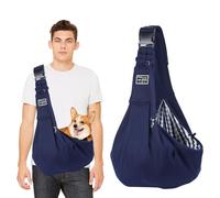 PETCUTE Bolso de Hombro para Mascotas de hasta 7.5 KG,Bolso de Viaje para Perros con Cinturón Seguridad y Bolsillo,Bolsa Transporte Ajustable para Perro y Gato Paseos al Aire Libre Viajes,Azul