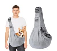 PETCUTE Bolso de Hombro para Mascotas de hasta 7.5 KG,Bolso de Viaje para Perros con Cinturón Seguridad y Bolsillo,Bolsa Transporte Ajustable para Perro y Gato Paseos al Aire Libre Viajes,Gris