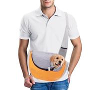 PETCUTE Bolso para Mascotas,Transportín para Perros con Correa Ajustable para el Hombro,Bolsa Cachorros Pequeños Perros Gatos,Bolso de Hombro para Gatos Perros para Caminar al Aire Libre,Amarillo,L