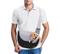 PETCUTE Bolso para Mascotas,Transportín para Perros con Correa Ajustable para el Hombro,Bolsa Cachorros Pequeños Perros Gatos,Bolso de Hombro para Gatos Perros para Caminar al Aire Libre,Negro,S