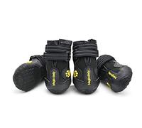 PETCUTE Botas de protección para Perro, Protectores de Patas de Perro Transpirables, Botas de Perro Antideslizantes Ajustables y Lavables con puños elásticos, para Garras lesionadas (Negro 7#)