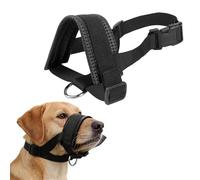 PETCUTE Bozal de Nylon para Perros,Bozal Suave para Perros con Hebilla de Liberación Rápida y Anillo en D,Ajustable y Transpirable,Anti-Mordedura Ladrido Masticación,Negro,M