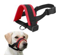 PETCUTE Bozal de Nylon para Perros,Bozal Suave para Perros con Hebilla de Liberación Rápida y Anillo en D,Ajustable y Transpirable,Anti-Mordedura Ladrido Masticación,Rojo,2XL