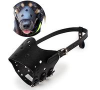 PETCUTE Bozal para Perro Bozales para Perro de Cuero Transpirable Bozal Perro Anti-Morder Ajustable para Perro Grande y Pequeño Medio