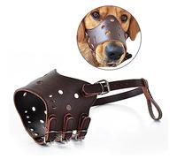 PETCUTE Bozal para Perro Bozales para Perro de Cuero Transpirable Bozal Perro Anti-Morder Ajustable para Perro Grande y Pequeño Medio
