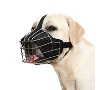 PETCUTE Bozal para Perro Transpirable,Previene Mordidas, Ladridos y Que Mastiquen,Ajustable Bozal de Metal para Perros,Permite Jadear y Beber,Malla de Seguridad,para Perros Pequeños Medianos,M
