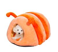 PETCUTE Cama Cueva de Felpa para Mascotas Pequeñas,Camas para Gatos y Perros,Cama Cueva para Mascotas con Fondo Antideslizante,Suave, Lavable,Cueva para Gatos,Naranja