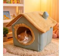 PETCUTE Cama Cueva de Gatos,Lavable Cama para Gatos de Interior con Cojín Extraíble y Parte Inferior Antideslizante,Plegable Camas de Felpa Cálida para Mascotas,L