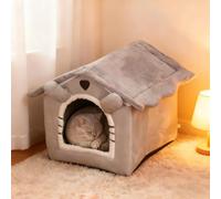 PETCUTE Cama Cueva de Gatos,Lavable Cama para Gatos de Interior con Cojín Extraíble y Parte Inferior Antideslizante,Plegable Camas de Felpa Cálida para Mascotas,M