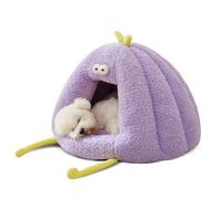 PETCUTE Cama Cueva para Gatos,Casa de Felpa para Gatos para Interior con Cojín Extraíble,Cama para Perro Lavable,Nido de Gato con Base Antideslizante,Morado,M