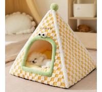 PETCUTE Cama Gato Cueva,Cama Tipo Cueva para Gatos con Cojín Sherpa Extraíble,Lavable,Antideslizante,Casa para Gatos de Interior,Suave Felpa Cálida Camas para Mascotas,Amarillo,S