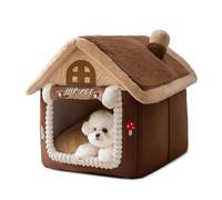 PETCUTE Cama Gato Cueva,Suave Cama Cueva para Perros Gatos,Casa Plegable para Perro con Cojín Extraíble y Lavable,Antideslizante,Camas Cálido Felpa para Perro y Gato Medianos Pequeños,Marrón,L