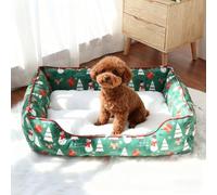 PETCUTE Cama Navideña para Perros Grandes,Sofá Lavable para Perros,Cesta Mullida para Mascotas con Base Antideslizante,Cama Suave y Acogedora para Perros Medianos y Grandes y Gatos,Verde,S