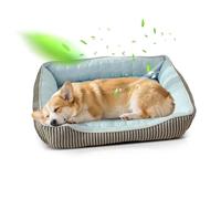 PETCUTE Cama Ortopédica para Perros, Sofá Cama para Mascotas, Acolchado Suave, Lavable Colchon Perro con Bordes Elevados con Fondo Antideslizante,Refrescante,Adecuado para el Verano(Azul,L)