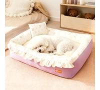 PETCUTE Cama Ortopédica para Perros,Sofá Cama para Mascotas con Funda Extraíble y Lavable, Almohada,Súper Suave, Cojín para Mascotas con Bordes Elevados,Antideslizante,Morado,XL