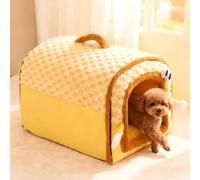 PETCUTE Cama para Gatos de Interior, Cueva Plegable para Gatos 2 en 1 con Base Antideslizante, Cama para Perros con Cojín Extraíble y Lavable, Camas Blandas y Muebles para Mascotas,Naranja,XL